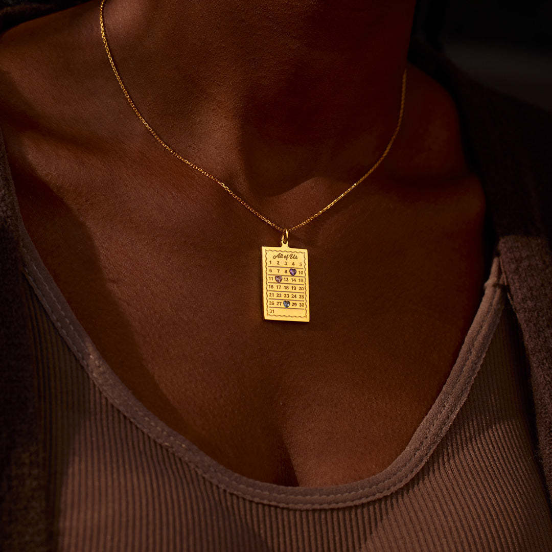 European And American Best-Selling Calendar Card December Birthstone Necklace DIY Birth Accessible Luxury High-End Mother&#039;s Day Cross-Border