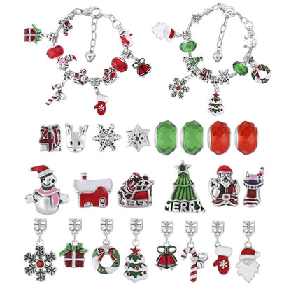 Cross-Border New Christmas Countdown Calendar 24-Grids Bracelet Set DIY Kidsren&#039;s Bracelet Necklace Gift Blind Box